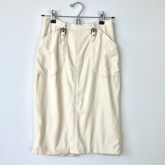Vintage Dolce & Gabbana Wool Midi Skirt Cream - Picture 1 of 7